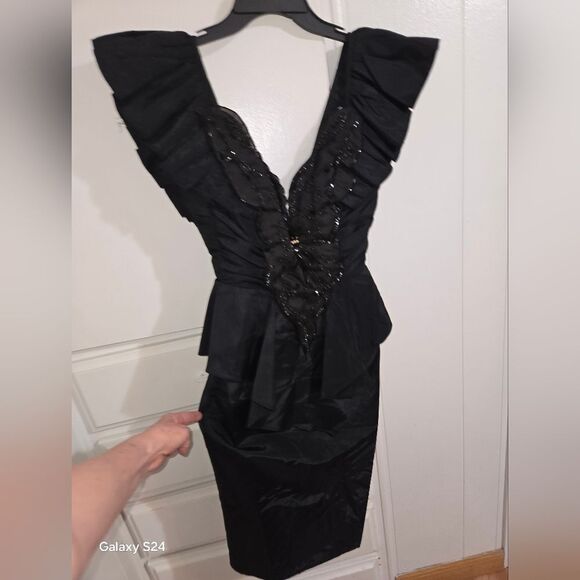 Vintage 80s Climax David Howard Karen Okada Black Sequin Prom Formal Dress Gown. - Picture 10 of 17